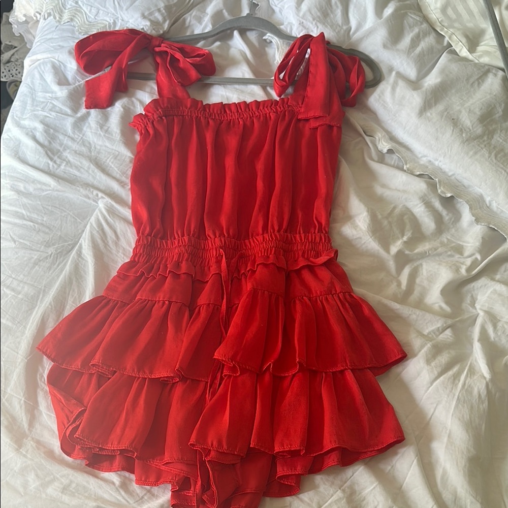 Red Ruffled Mini Dress